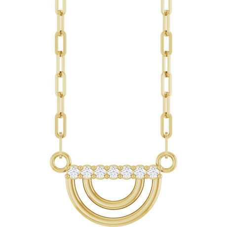 14K Gold Round Natural Diamond Accented Arch Necklace - Yellow Gold