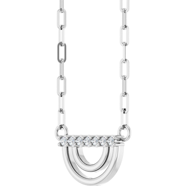 14K Gold Round Natural Diamond Accented Arch Necklace - White Gold - view 2