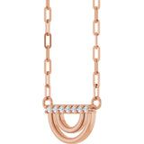 14K Gold Round Natural Diamond Accented Arch Necklace - Rose Gold - view 2