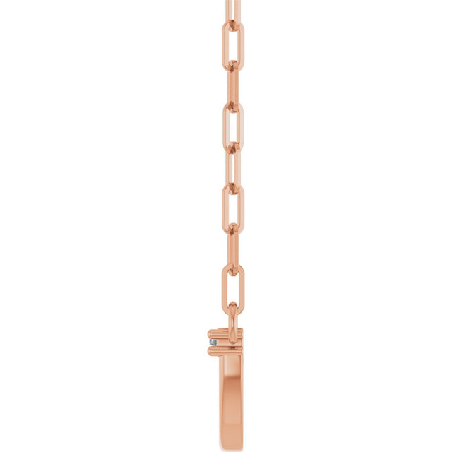 14K Gold Round Natural Diamond Accented Arch Necklace - Rose Gold - view 3