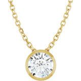 14K Gold Round Natural Diamond Solitaire Bezel-Set Necklace - Yellow Gold