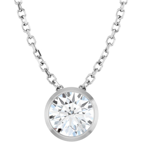 Platinum Round Lab-Grown Diamond Solitaire Bezel-Set Necklace