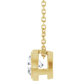 14K Gold Round Lab-Grown Diamond Solitaire Bezel-Set Necklace - Yellow Gold - view 3
