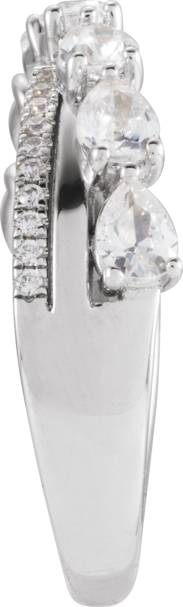 14K Gold Pear Natural Diamond Accented Ring - White Gold - view 3