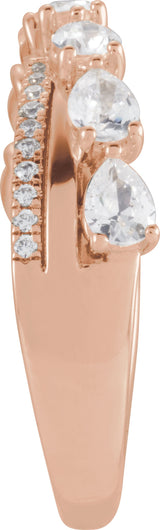 14K Gold Pear Natural Diamond Accented Ring - Rose Gold - view 3