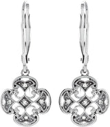 14K Gold Natural Diamond Filigree Earrings - view 2
