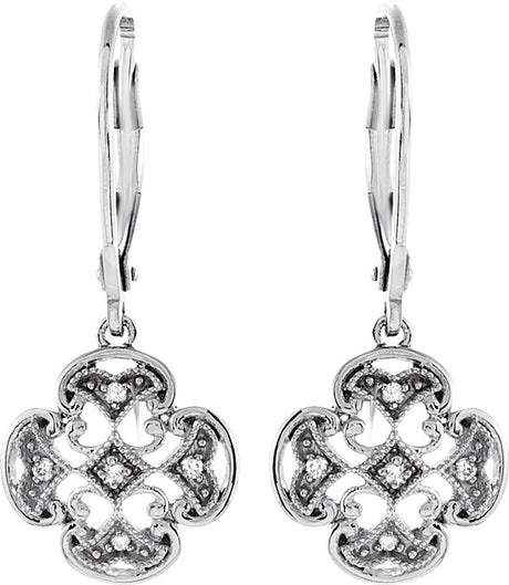 14K Gold Natural Diamond Filigree Earrings - view 2