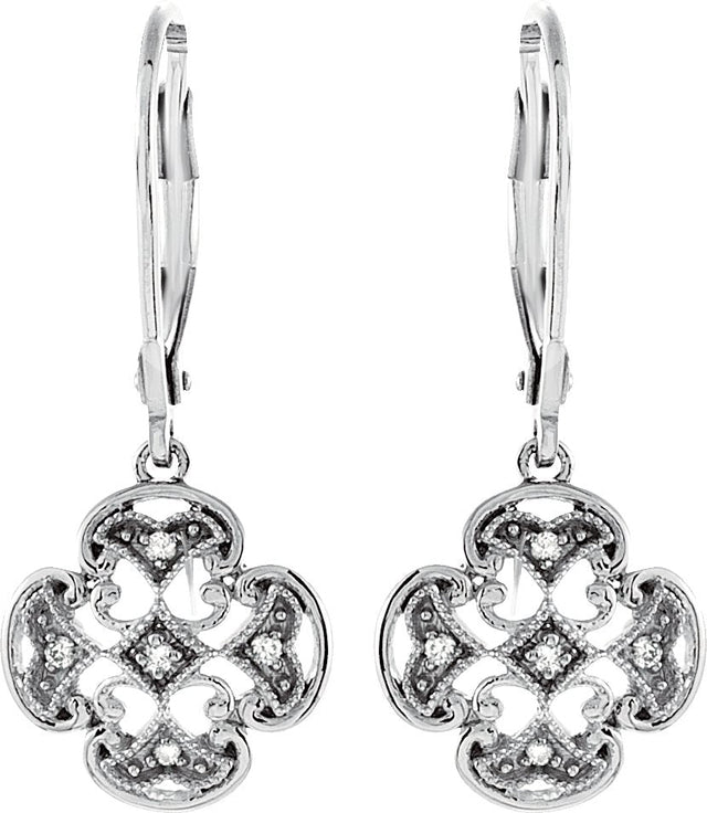 14K Gold Natural Diamond Filigree Earrings - view 2