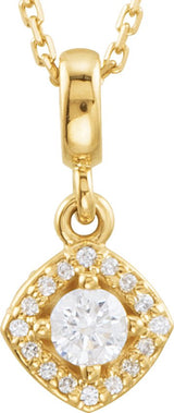 14K Gold Round Natural Diamond Halo-Style Necklace or Pendant – up to 1/3 CTW - Yellow Gold