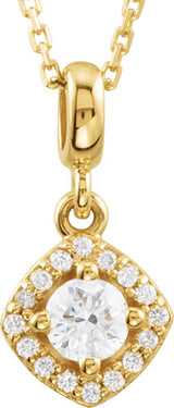14K Gold Round Natural Diamond Halo-Style Necklace or Pendant – up to 1/3 CTW - Yellow Gold