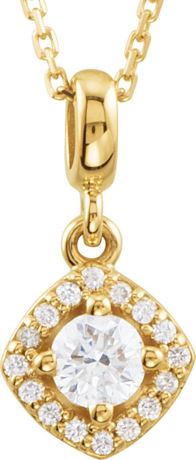 14K Gold Round Natural Diamond Halo-Style Necklace or Pendant – up to 1/3 CTW - Yellow Gold