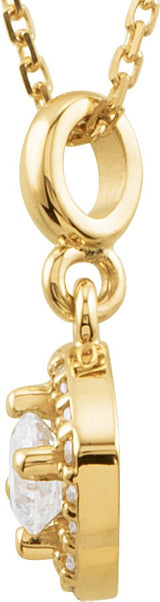 14K Gold Round Natural Diamond Halo-Style Necklace or Pendant – up to 1/3 CTW - Yellow Gold - view 2