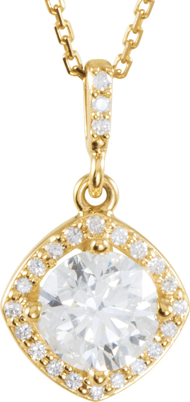 14K Gold Round Natural Diamond Halo-Style Necklace or Pendant – up to 3/8 CTW - Yellow Gold