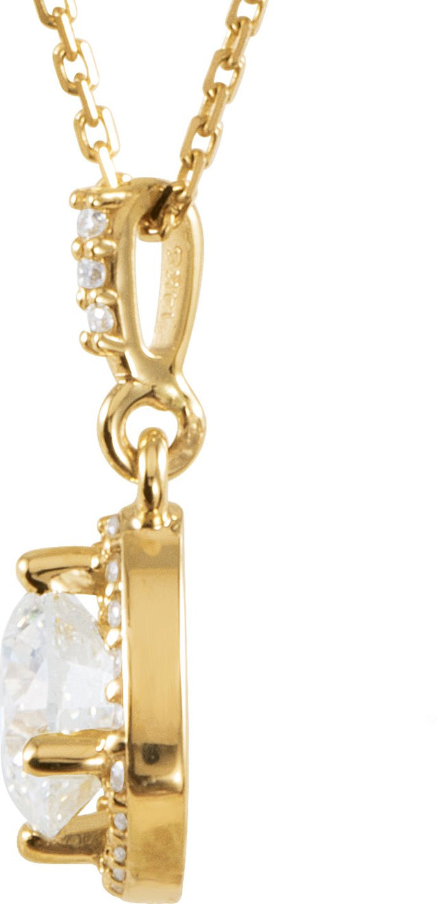 14K Gold Round Natural Diamond Halo-Style Necklace or Pendant – up to 3/8 CTW - Yellow Gold - view 2