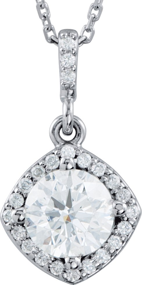14K Gold Round Natural Diamond Halo-Style Necklace or Pendant – up to 3/8 CTW - White Gold