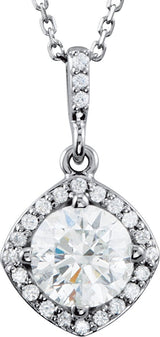 14K Gold Round Natural Diamond Halo-Style Necklace or Pendant – up to 3/8 CTW - White Gold