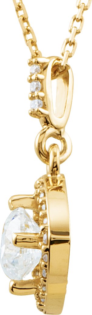 14K Gold Round Natural Diamond Halo-Style Necklace or Pendant – up to 3/8 CTW - Yellow Gold - view 2