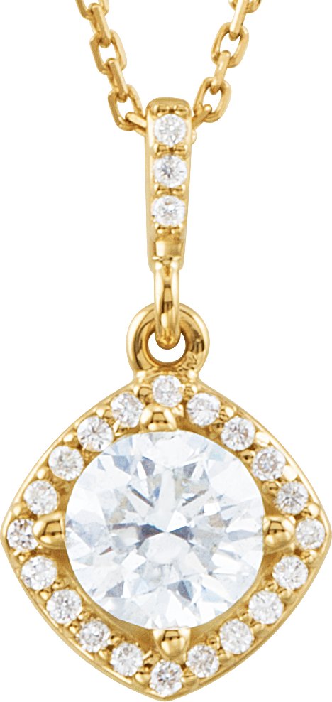 14K Gold Round Natural Diamond Halo-Style Necklace or Pendant – up to 3/8 CTW - Yellow Gold