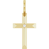 14K Gold Round Natural Diamond Accented Cross Necklace or Pendant – 0075 CTW - Yellow Gold