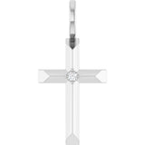 Platinum Round Natural Diamond Accented Cross Necklace or Pendant – 0075 CTW