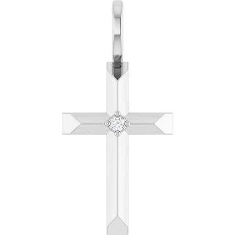 14K Gold Round Natural Diamond Accented Cross Necklace or Pendant – 0075 CTW - White Gold