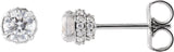 Platinum Natural Diamond Round 4-Prong Hidden Halo-Style Stud Earrings