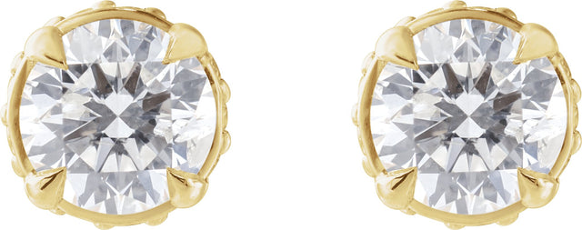 14K Gold Natural Diamond Round 4-Prong Hidden Halo-Style Stud Earrings - Rose Gold - view 3