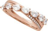 14K Gold Pear Lab-Grown Diamond Accented Ring - Rose Gold - view 4