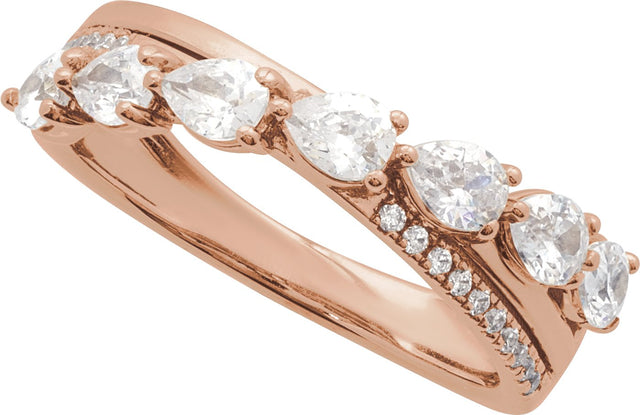 14K Gold Pear Natural Diamond Accented Ring - Rose Gold - view 4