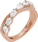 14K Gold Pear Lab-Grown Diamond Accented Ring - Rose Gold