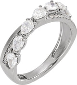 14K Gold Pear Lab-Grown Diamond Accented Ring - White Gold