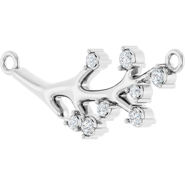 14K Gold Round Natural Diamond Accented Branch Necklace - White Gold - view 2