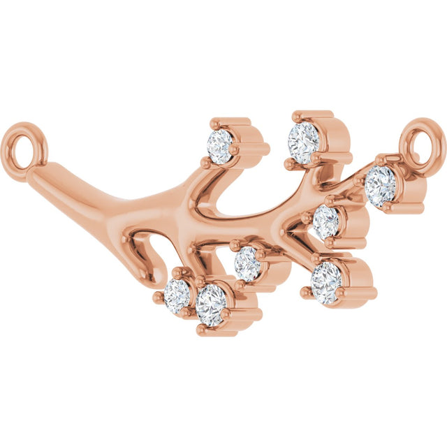 14K Gold Round Natural Diamond Accented Branch Necklace - Rose Gold - view 2