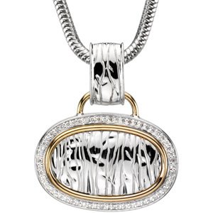 14K Gold Accented Zebra Skin Necklace