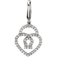 14K Gold Round Natural Diamond Heart & Lock Pendant