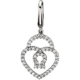 14K Gold Round Natural Diamond Heart & Lock Pendant