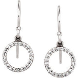 14K Gold Round Natural Diamond Accented Circular Earrings - view 2