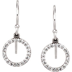 14K Gold Round Natural Diamond Accented Circular Earrings - view 2
