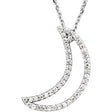 14K Gold Round Natural Diamond Crescent Moon Necklace - Rose Gold