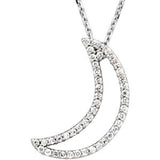 14K Gold Round Natural Diamond Crescent Moon Necklace - Rose Gold