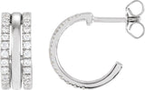 14K Gold Round Natural Diamond Accented Earrings – 1.3mm Stones - White Gold