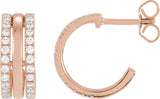 14K Gold Round Natural Diamond Accented Earrings – 1.3mm Stones - Rose Gold