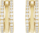 14K Gold Round Natural Diamond Accented Earrings – 1.3mm Stones - Yellow Gold - view 2