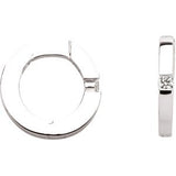 14K Gold Round Natural Diamond Hoop Earrings – 2.1mm Stones - White Gold