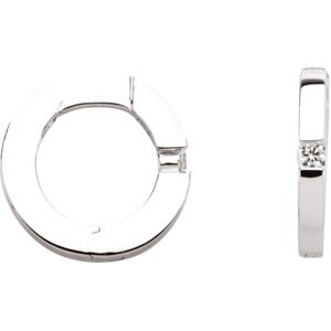 14K Gold Round Natural Diamond Hoop Earrings – 2.1mm Stones - White Gold