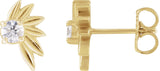 14K Gold Round Natural Diamond Half-Flower Earrings - Rose Gold - view 3