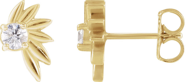 Platinum Round Natural Diamond Half-Flower Earrings - view 3