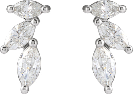 Platinum Marquise Natural Diamond Accented Earrings - view 2