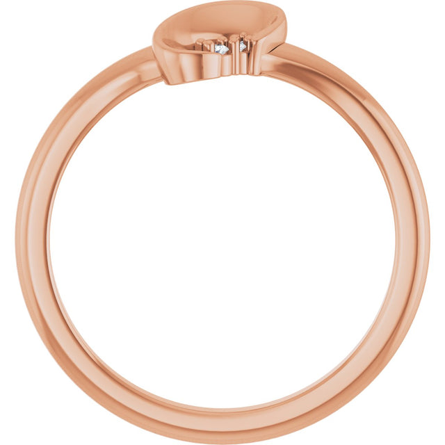 14K Gold Round Natural Diamond Accented Freeform Ring – 1.2mm Stones - Rose Gold - view 2