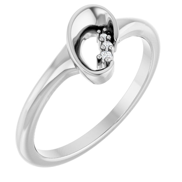 14K Gold Round Natural Diamond Accented Freeform Ring – 1.2mm Stones - White Gold